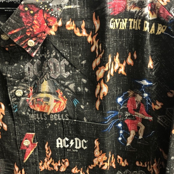 Reyn Spooner AC/DC Black and Red Casual Button Down Shirt - Picture 3 of 5